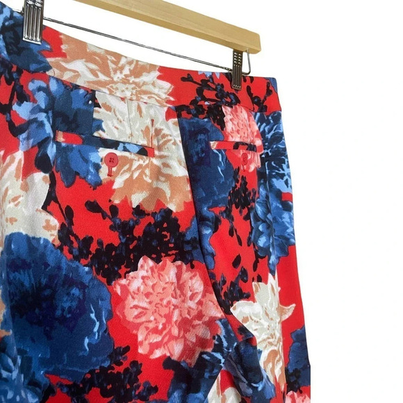 Talbots Chatham Coral White and Blue Dalia Pants with Side Zipper Size 4P - Picture 8 of 12
